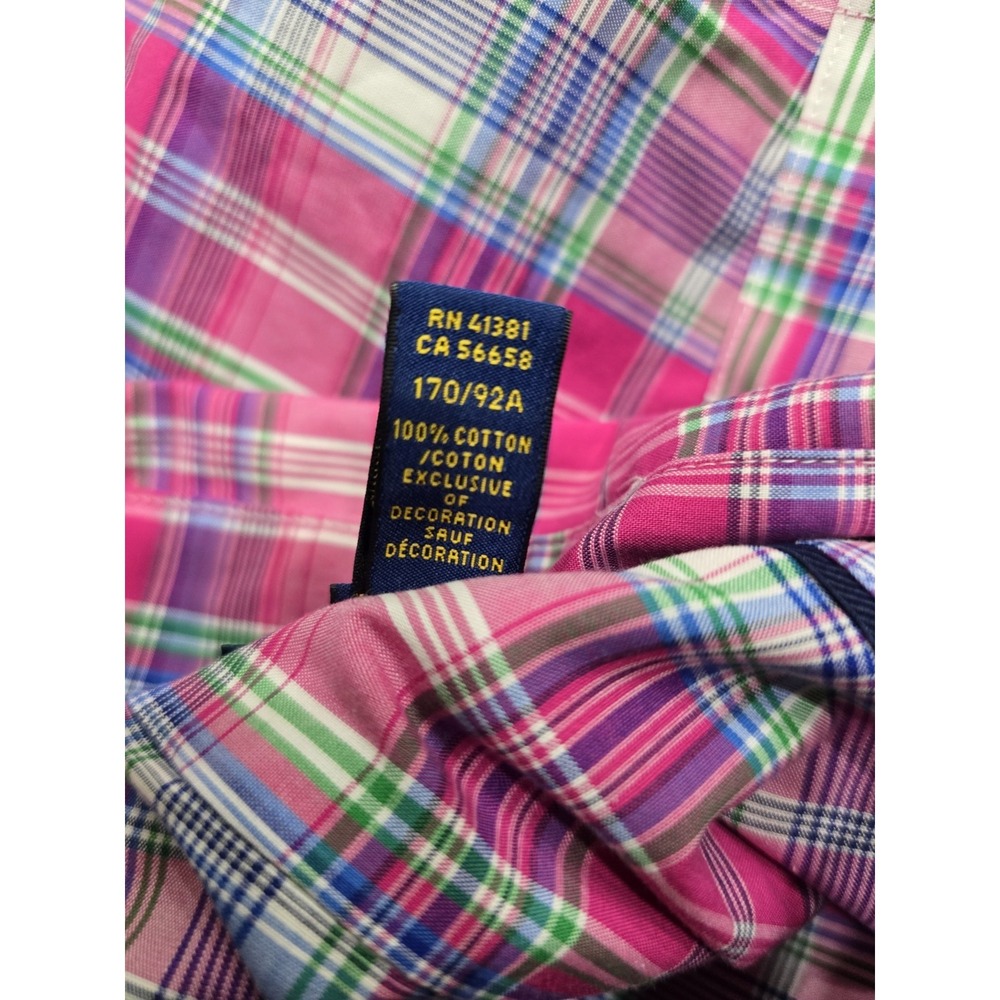 Polo Ralph Lauren Mens Pink Blue Plaid Non-Iron Cotton Button Down Shirt Small S - Picture 6 of 9